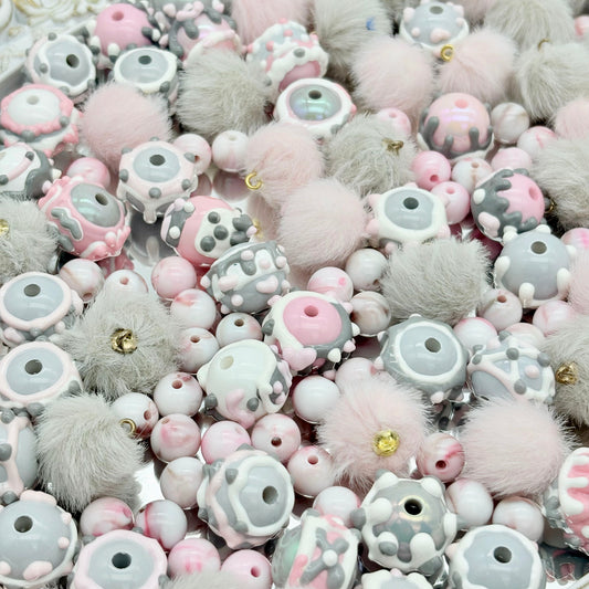 [A95]柔雲の軽簇・レジン / ポリエステル / アクリル / 植毛串珠ミックス（50ml/100ml）