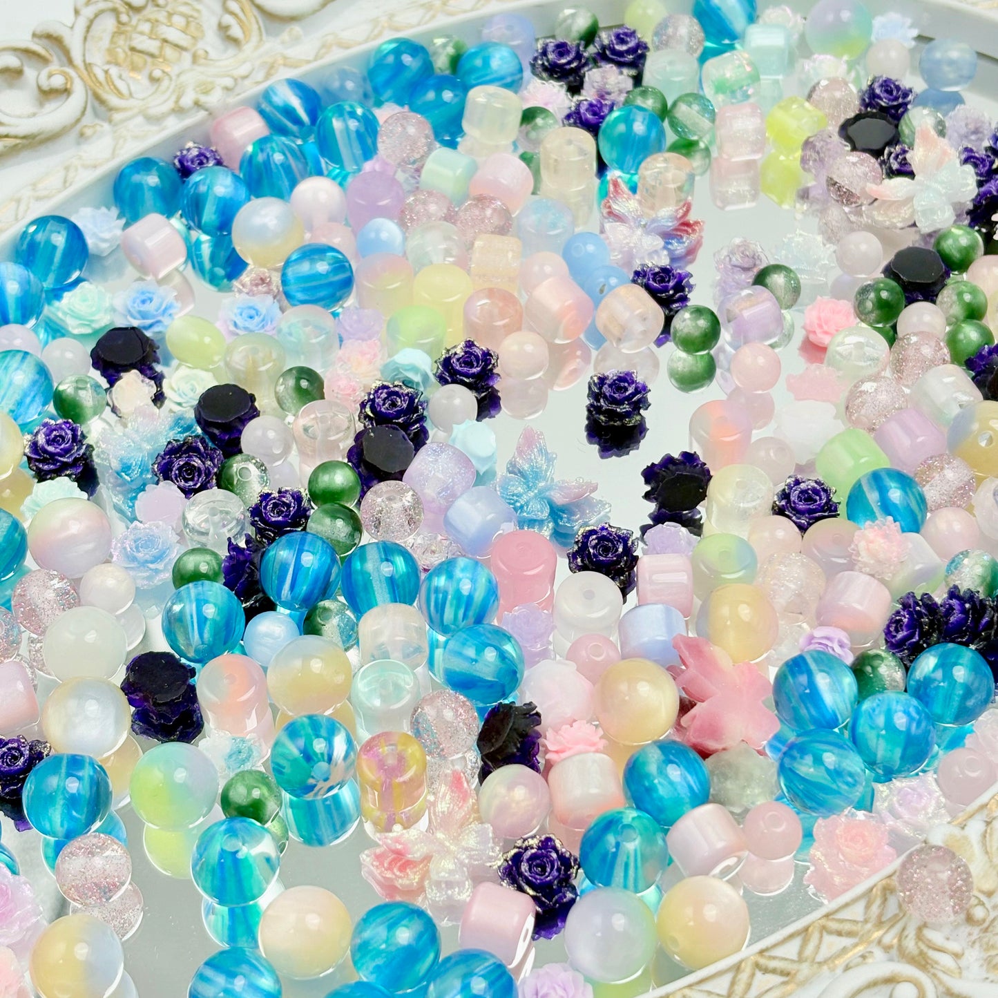 [B110]「深青と浅紫」ストランドビーズミックス