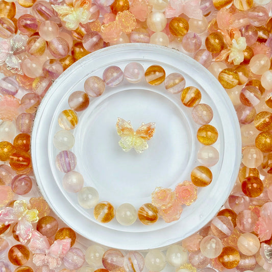 [B111]「暖かなオレンジと柔らかな桃色」ストランドビーズミックス