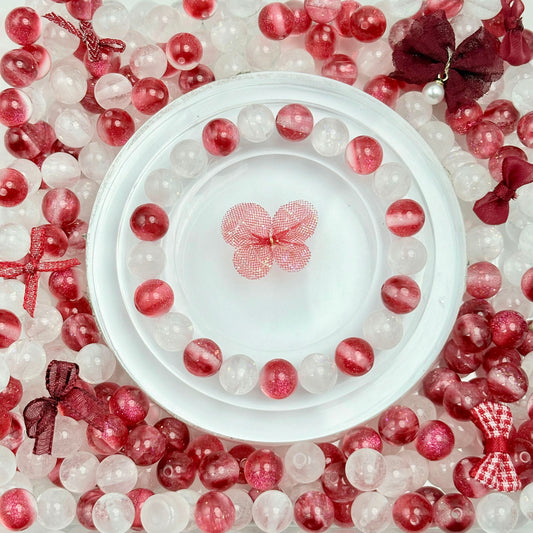 [B112]緋の韻と白の紗*ストランドビーズミックス