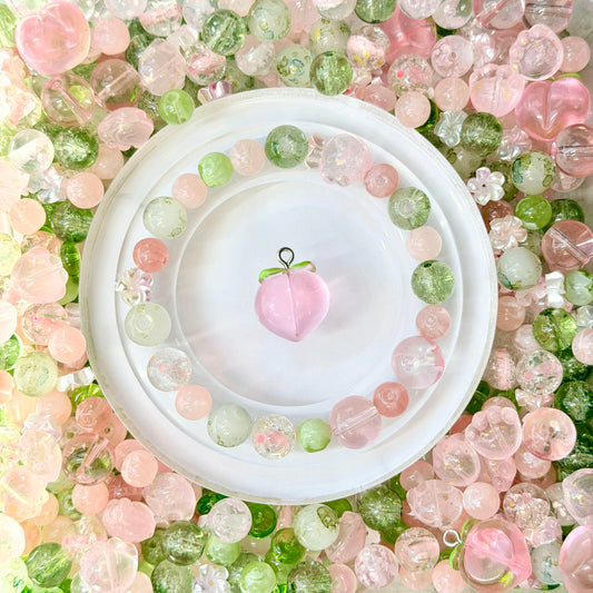 [B113]「桃色の霧と青の草」瑠璃ストランドビーズミックス