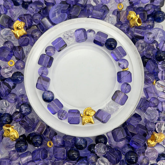 [B155]ゴールドポニーとパープルガラスのアソートビーズ