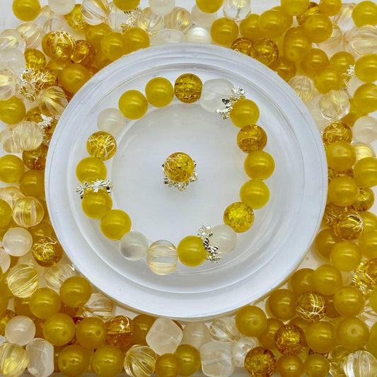 [B28]琉黄の星綴・柔黄透白瑠璃串珠ミックス（50ml）