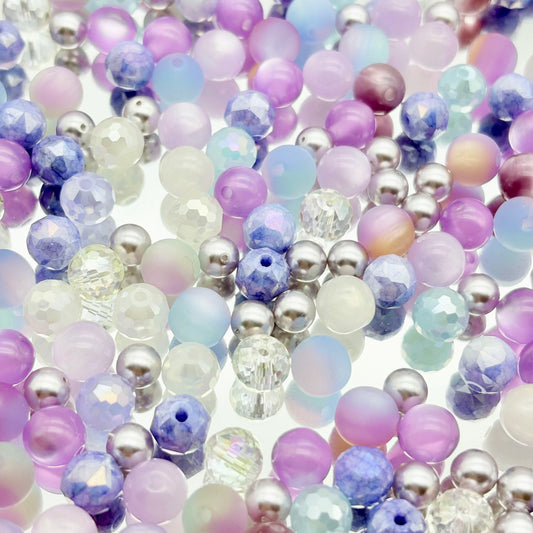 [B38]紫霧の星棱 8mm レジンレリックスアクリルミックスビーズ（50ml）