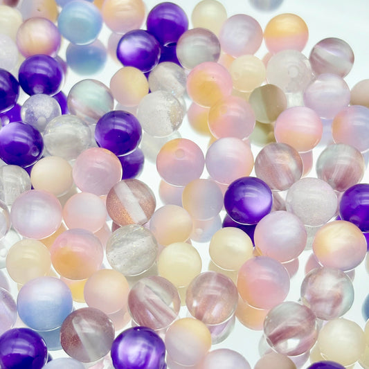 [B42] 淡紫の霧桃・ビーズミックス（複数素材）：紫桃柔らかな霧ビーズ 50ml/100ml