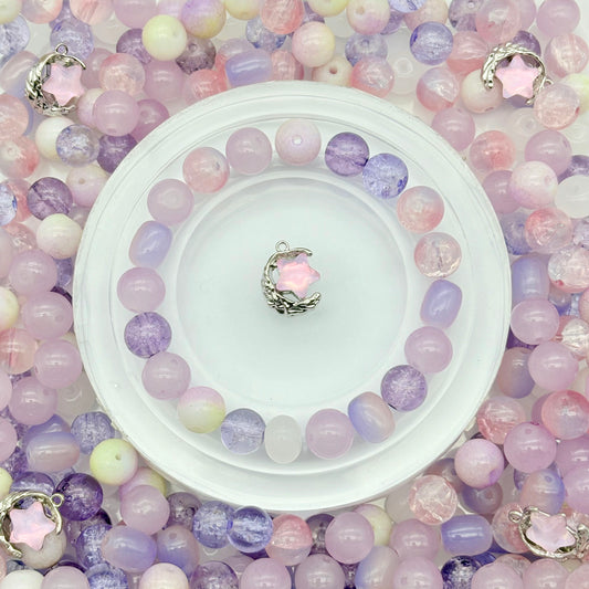 [B48]粉霧の紫星・ビーズミックス（瑠璃）：ピンク紫の柔らかな透明ビーズ 50ml/100ml