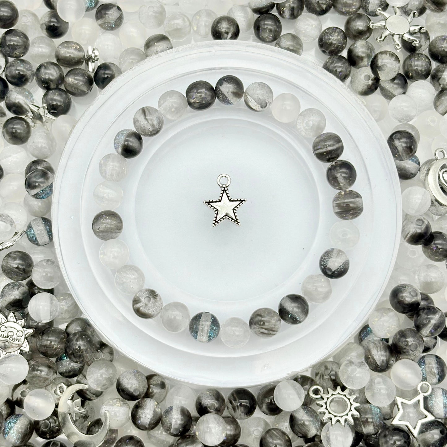 [B52]浅灰の煙紗・ビーズミックス：灰白霧柔らかなビーズ 50ml/100ml