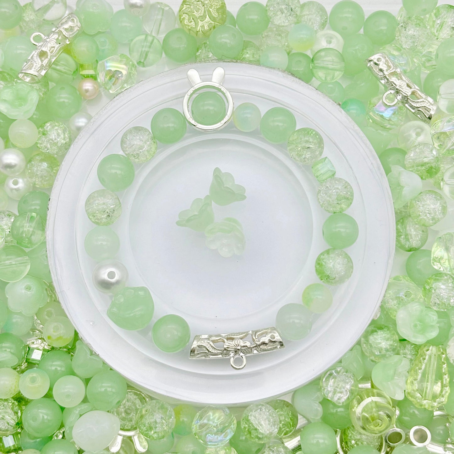 [B56]浅翠の晶韵・瑠璃 / 合金串珠ミックス（10mm ビーズ中心、形状・カラーランダムパック、50ml/100ml）