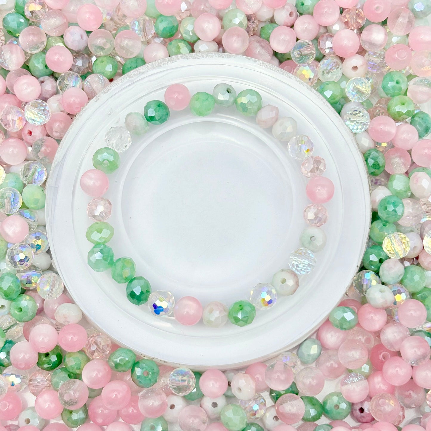 [B80]粉青の星綴・柔ピンク浅緑串珠ミックス（30ml/50ml）