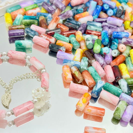 [B88]彩韵の桶綴・多色暈染桶型ガラス串珠（30ML/50ML）