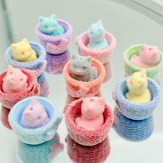 [Q08]猫舎の柔綴・植毛子猫串珠ペンダント（5 個 / 10 個）