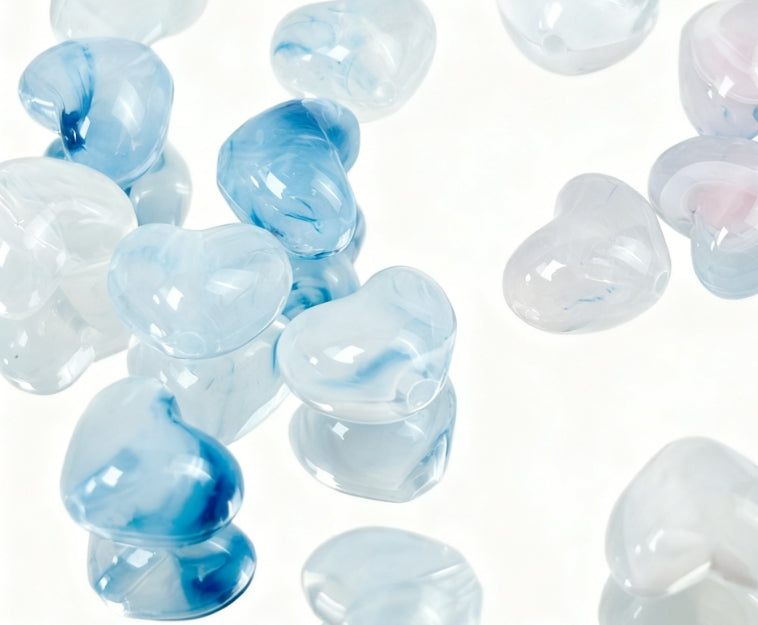 [C04]瑠璃ハート型ビーズ（20 個 / 40 個オプション）