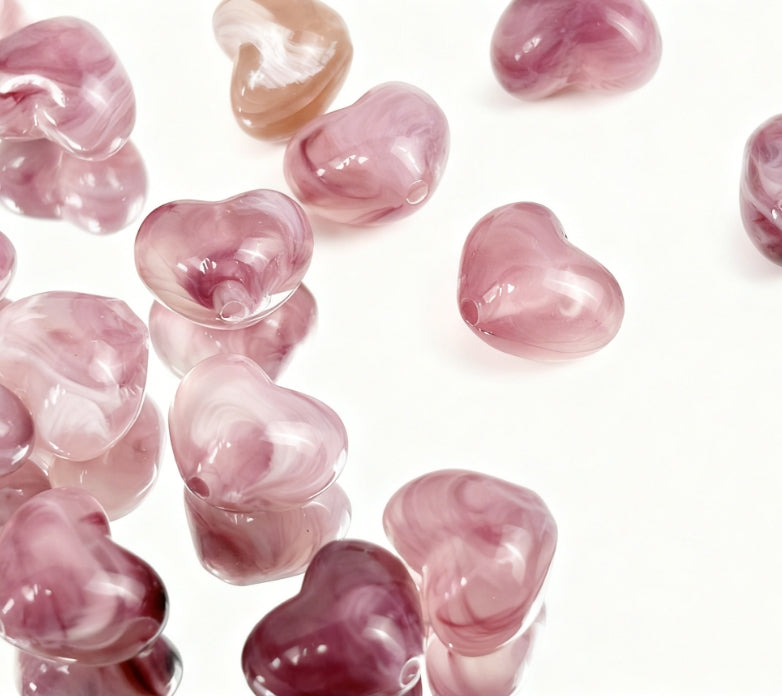 [C04]瑠璃ハート型ビーズ（20 個 / 40 個オプション）