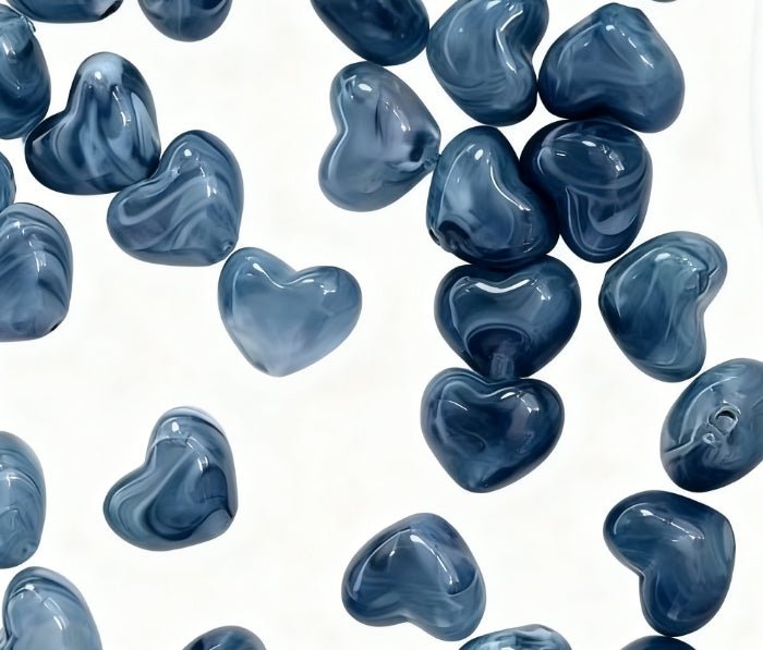 [C04]瑠璃ハート型ビーズ（20 個 / 40 個オプション）
