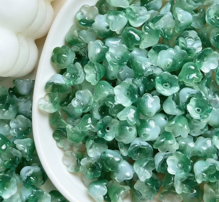 [R16]霧花幽鈴・スズランビーズミックス（ガラス）：透明感花形ビーズ（50ml/100ml/200ml カラーミックスセット）