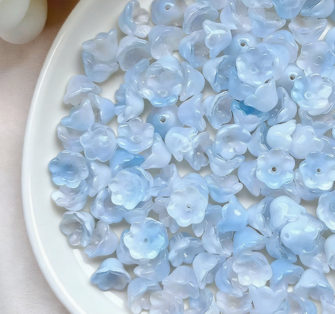 [R16]霧花幽鈴・スズランビーズミックス（ガラス）：透明感花形ビーズ（50ml/100ml/200ml カラーミックスセット）