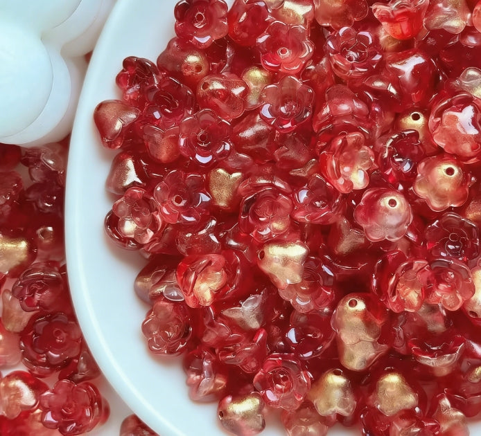 [R16]霧花幽鈴・スズランビーズミックス（ガラス）：透明感花形ビーズ（50ml/100ml/200ml カラーミックスセット）