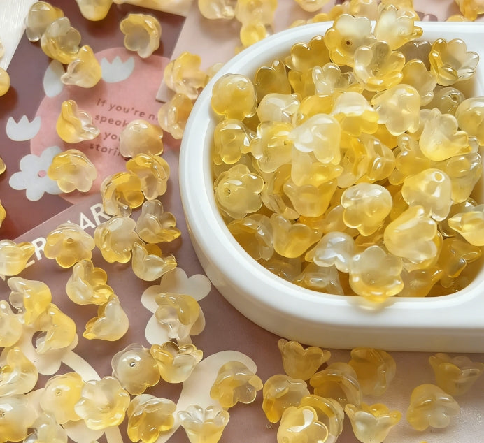 [R16]霧花幽鈴・スズランビーズミックス（ガラス）：透明感花形ビーズ（50ml/100ml/200ml カラーミックスセット）