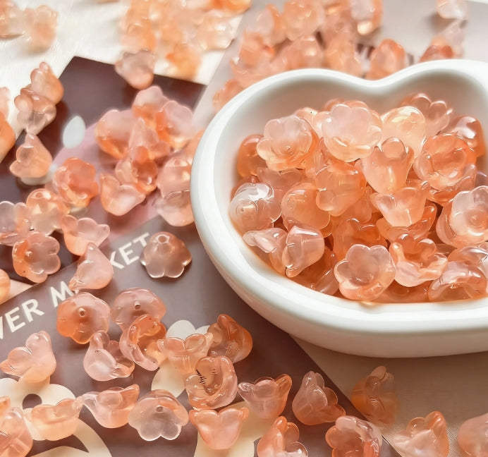 [R16]霧花幽鈴・スズランビーズミックス（ガラス）：透明感花形ビーズ（50ml/100ml/200ml カラーミックスセット）