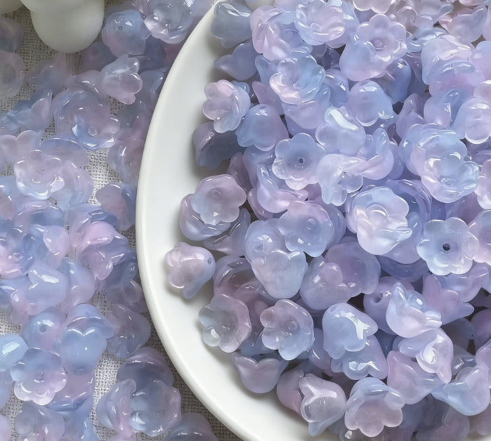 [R16]霧花幽鈴・スズランビーズミックス（ガラス）：透明感花形ビーズ（50ml/100ml/200ml カラーミックスセット）