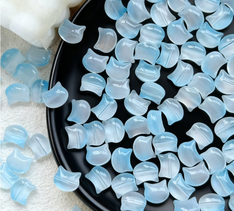 [Q06]彩絨の猫コタツ・多色猫型有孔ビーズ：マカロン柔らかな可愛いビーズ 5 個ミックス